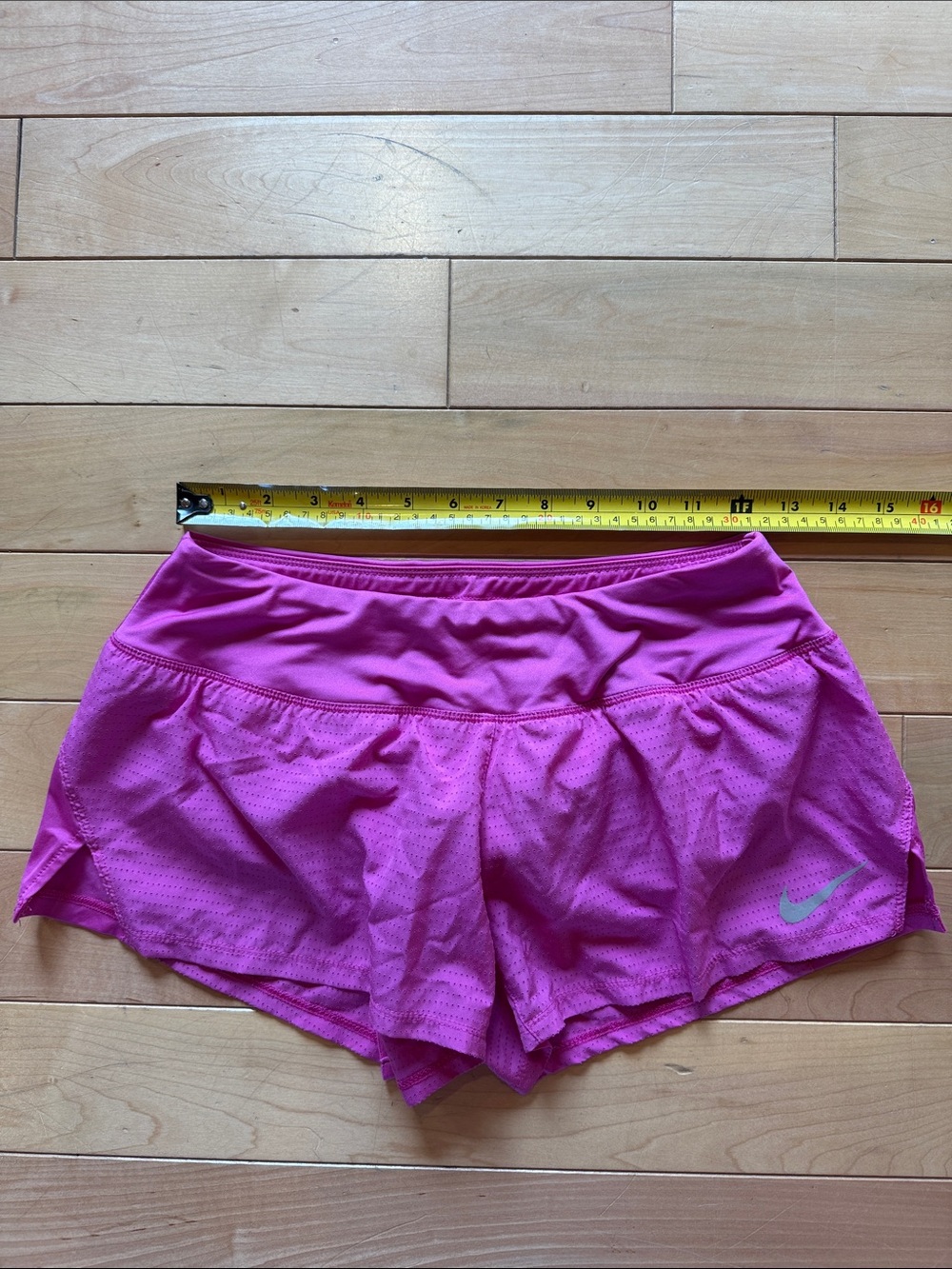 Nike Women's Bright Magenta Athletic Shorts with Silver Swoosh